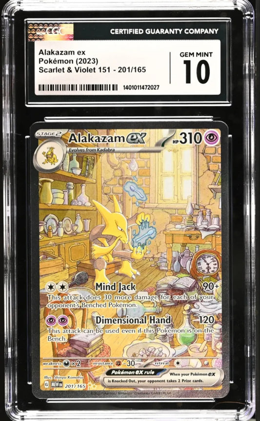 Pokemon 151 - English - Alakazam ex 201/165 - SIR - CGC 10 Gem Mint